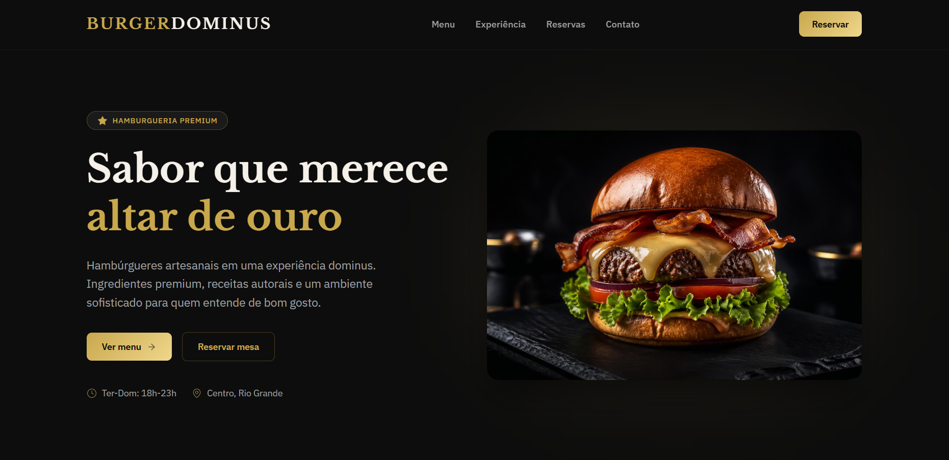 Interface do projeto Dominus Burger