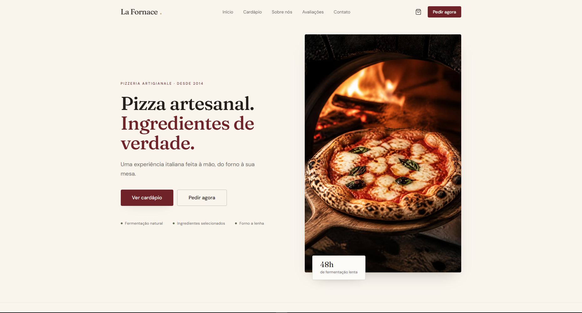 Interface do projeto La Fornace